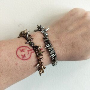 Stretchy Spikey Antiqued Gold & Silver Bracelets